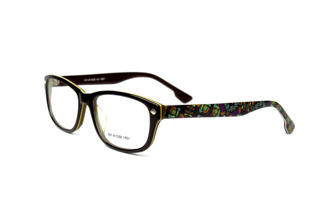 Rectangular Acetate Eyeglasses Black Printed AC1051BLGR | www ...